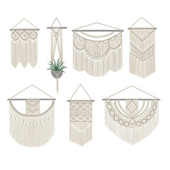 Illustrated examples of macramé wall hangings